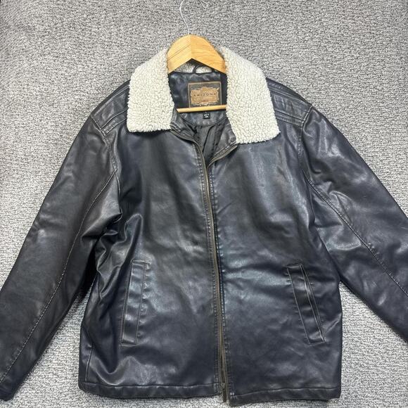 Brown leather jacket with white - Picture 1 of 3
